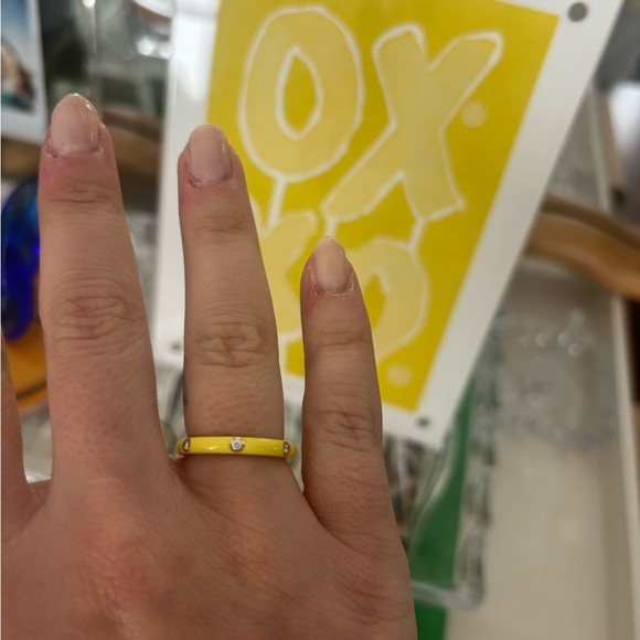 EF Collection 3 Diamond and Yellow Enamel Stack Ring, Size 5 - Picture 4 of 4